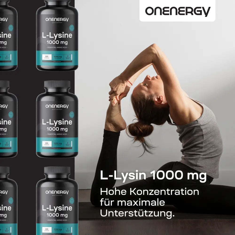 OnEnergy | L-Lysin 1000 mg - eine essentielle Aminosäure - 365 Kapseln