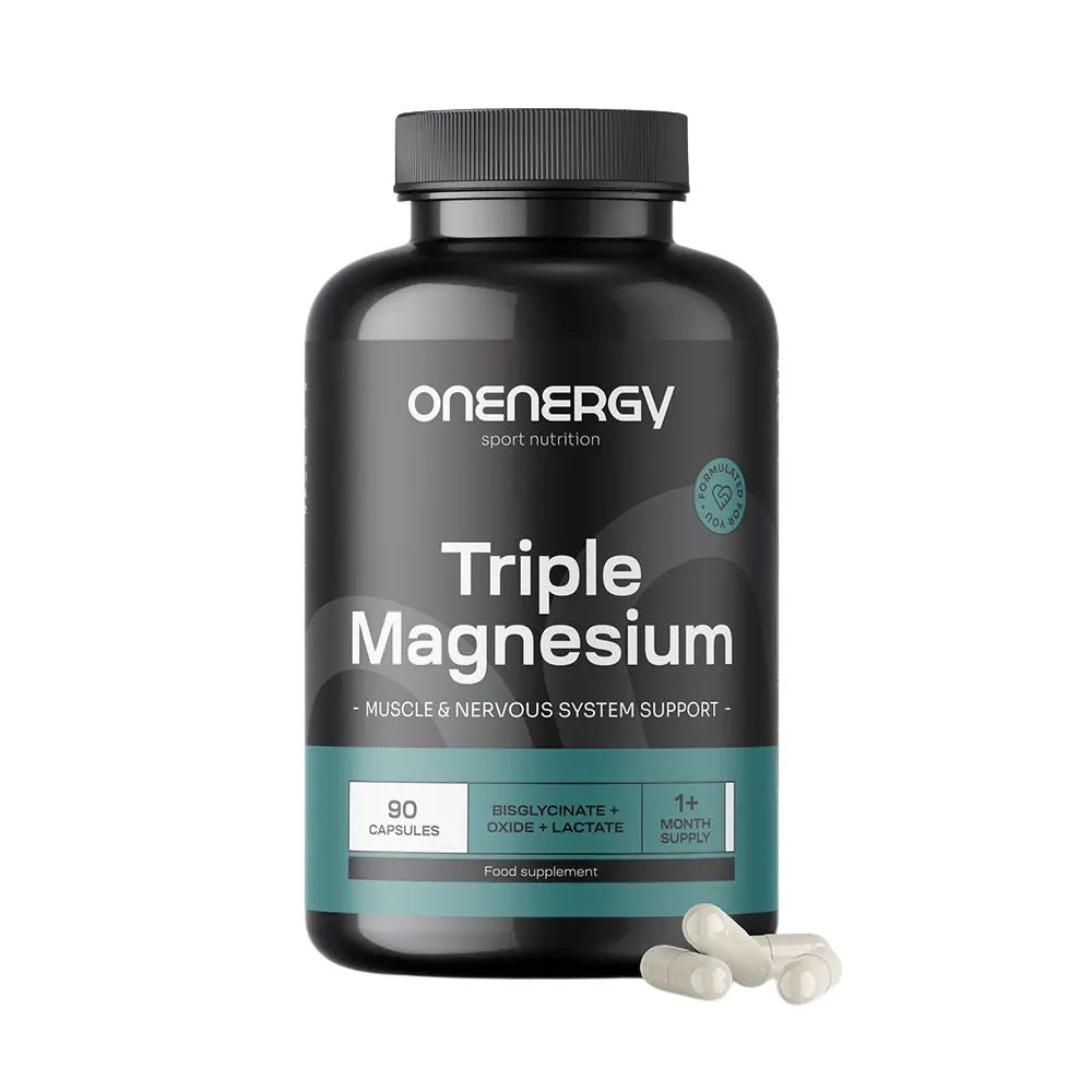 OnEnergy | Dreifaches Magnesium mit Bisglycinat + Oxid + Laktat – 90 Kapseln