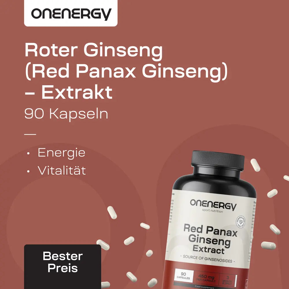 OnEnergy | Roter Ginseng (Red Panax Ginseng) – Extrakt - 90 Kapseln