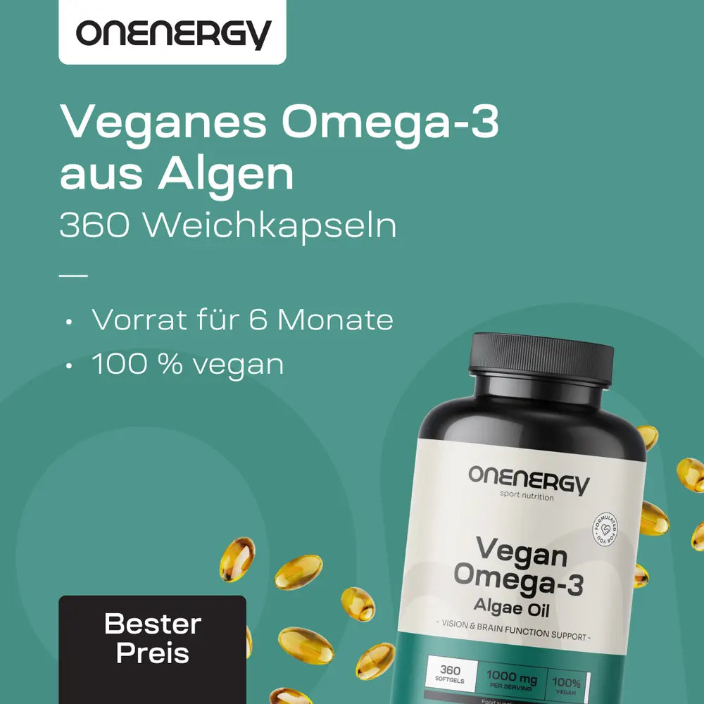 OnEnergy | Veganes Omega-3 aus Algen 1000 mg - 360 Weichkapseln
