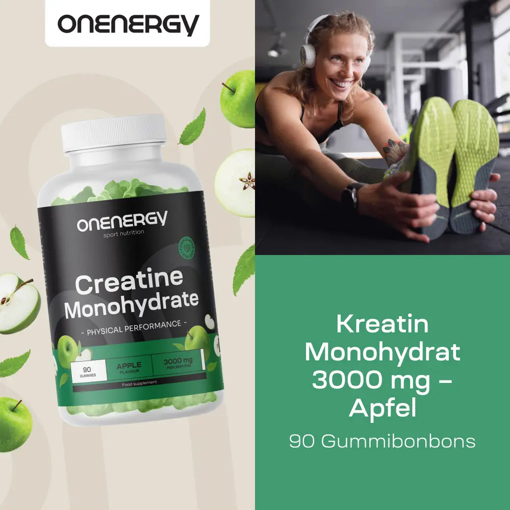 OnEnergy | Kreatin Monohydrat 3000 mg – Apfel - 90 Gummibonbons
