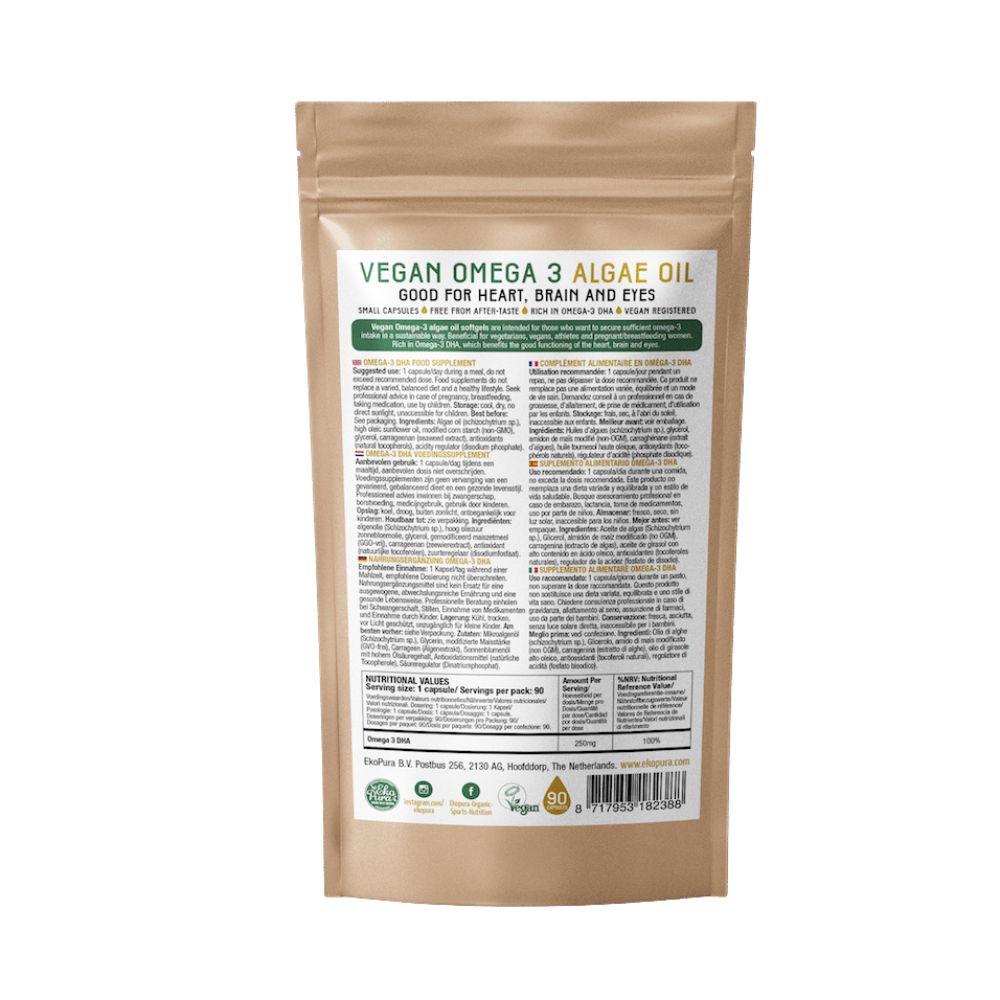 Ekopura Nutrition | Vegan Omega 3 Algenöl - 90 Kapseln