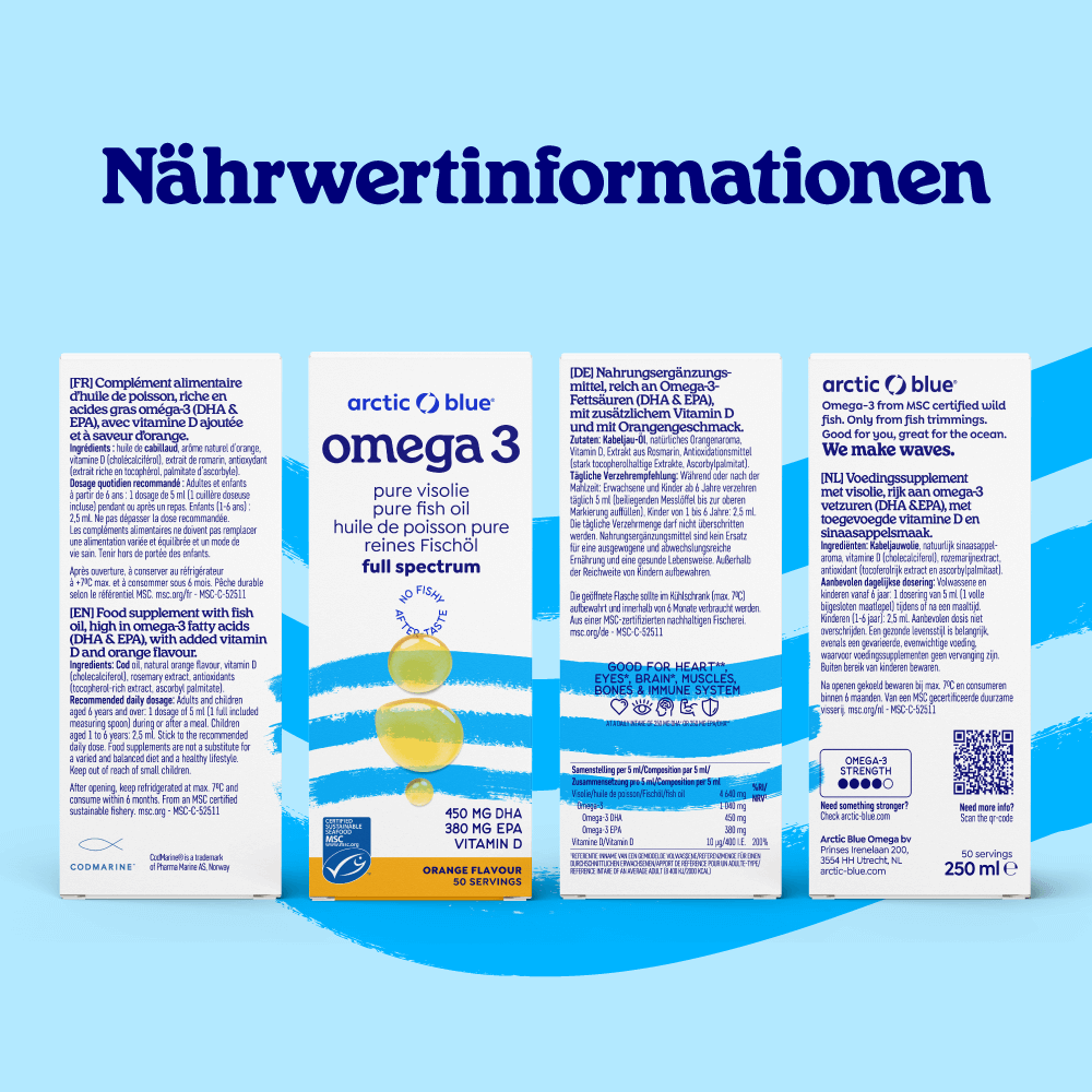 Arctic Blue | Full Spectrum Omega 3 Fischöl mit Vitamin D - 150ml