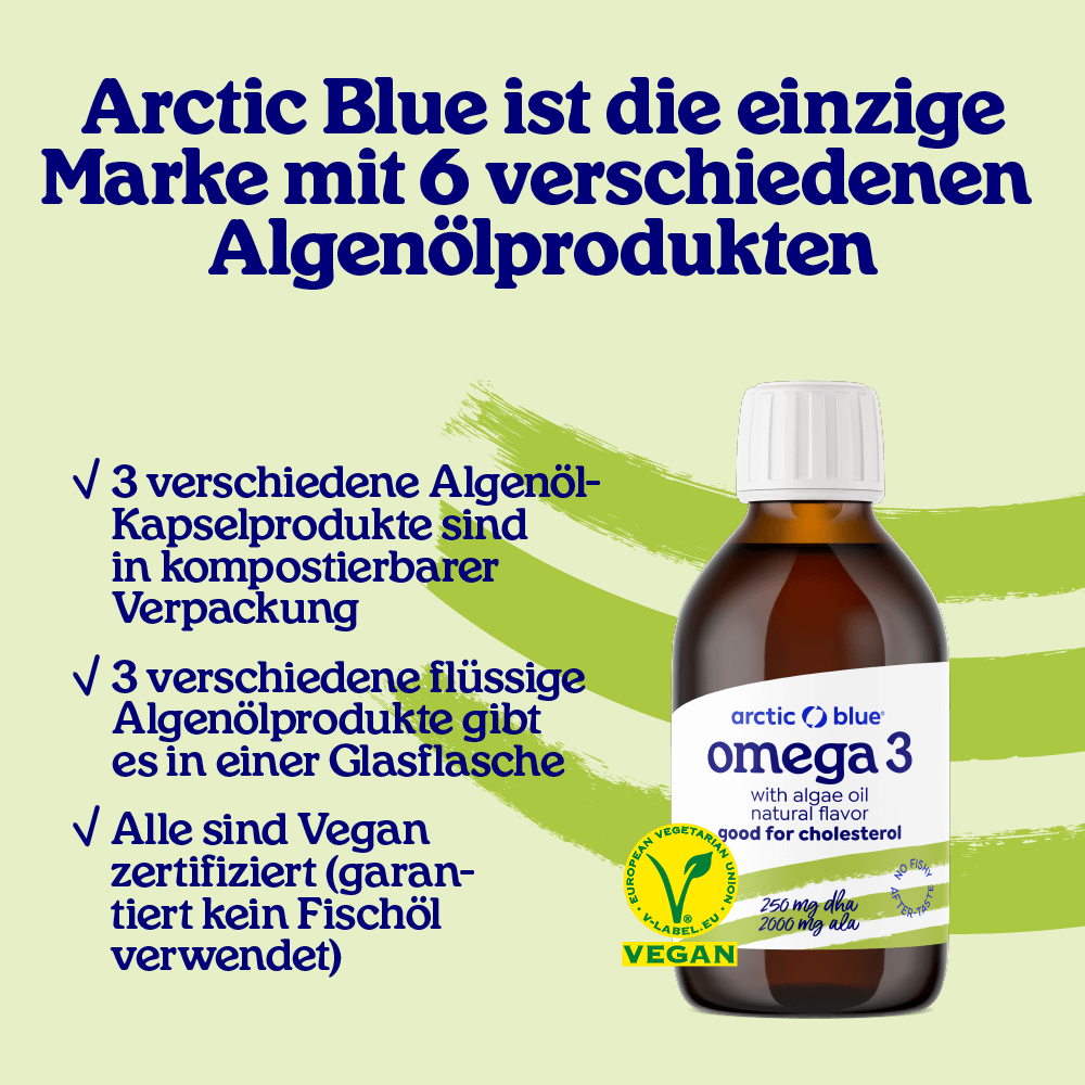 Arctic Blue | Omega 3 mit Algenöl und Leinsamenöl - 150 ml