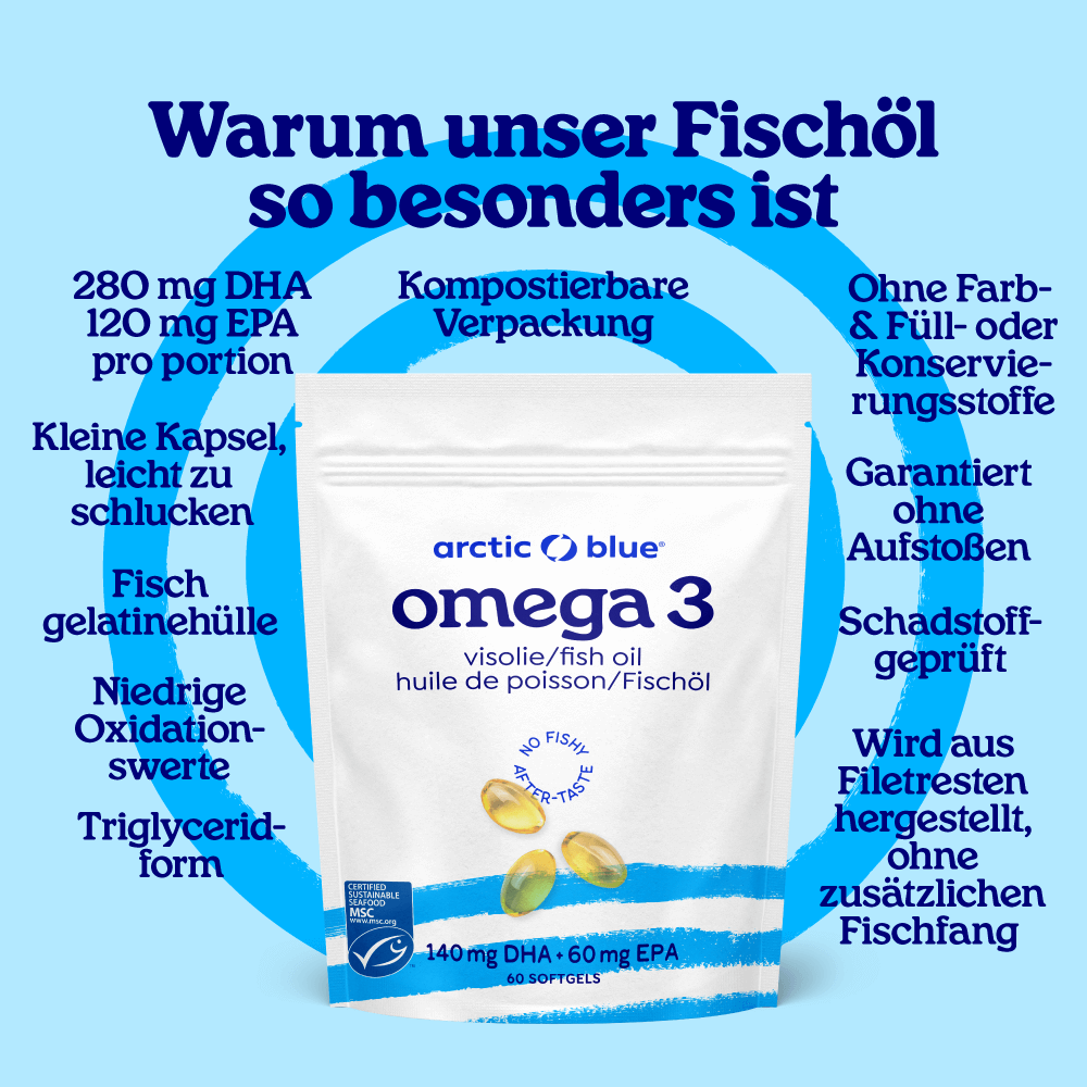 Arctic Blue | Omega 3 DHA- und EPA-Fischöl - MSC (60 kleine Kapseln)