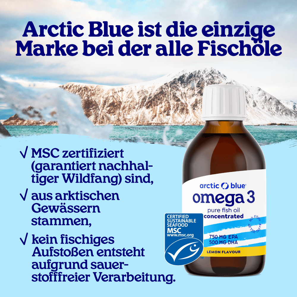 Arctic Blue | Omega 3 Fischöl DHA EPA - 100% Konzentrat - 150 ml