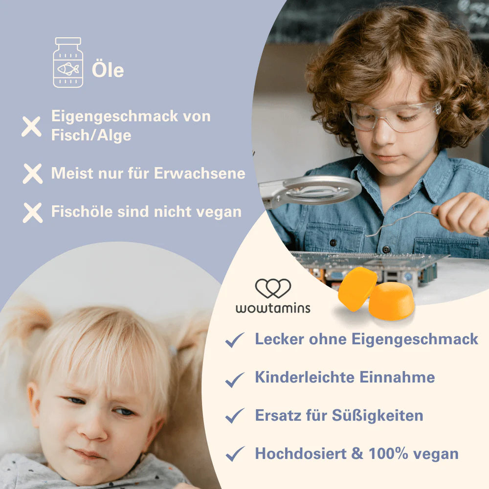 WOWTAMINS I Omega 3 Gummies für Kinder MIT ZUCKER - 60 Gummies
