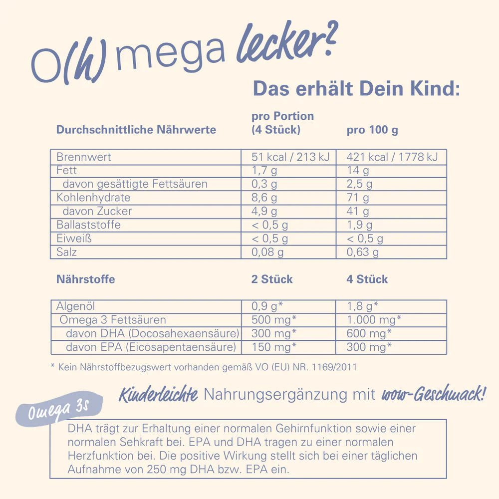WOWTAMINS I Omega 3 Gummies für Kinder MIT ZUCKER - 60 Gummies