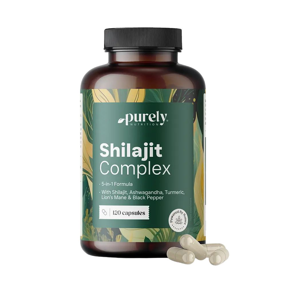 Purely | Shilajit Komplex mit Ashwagandha, Kurkuma und Löwenmähne - 120 Kapseln