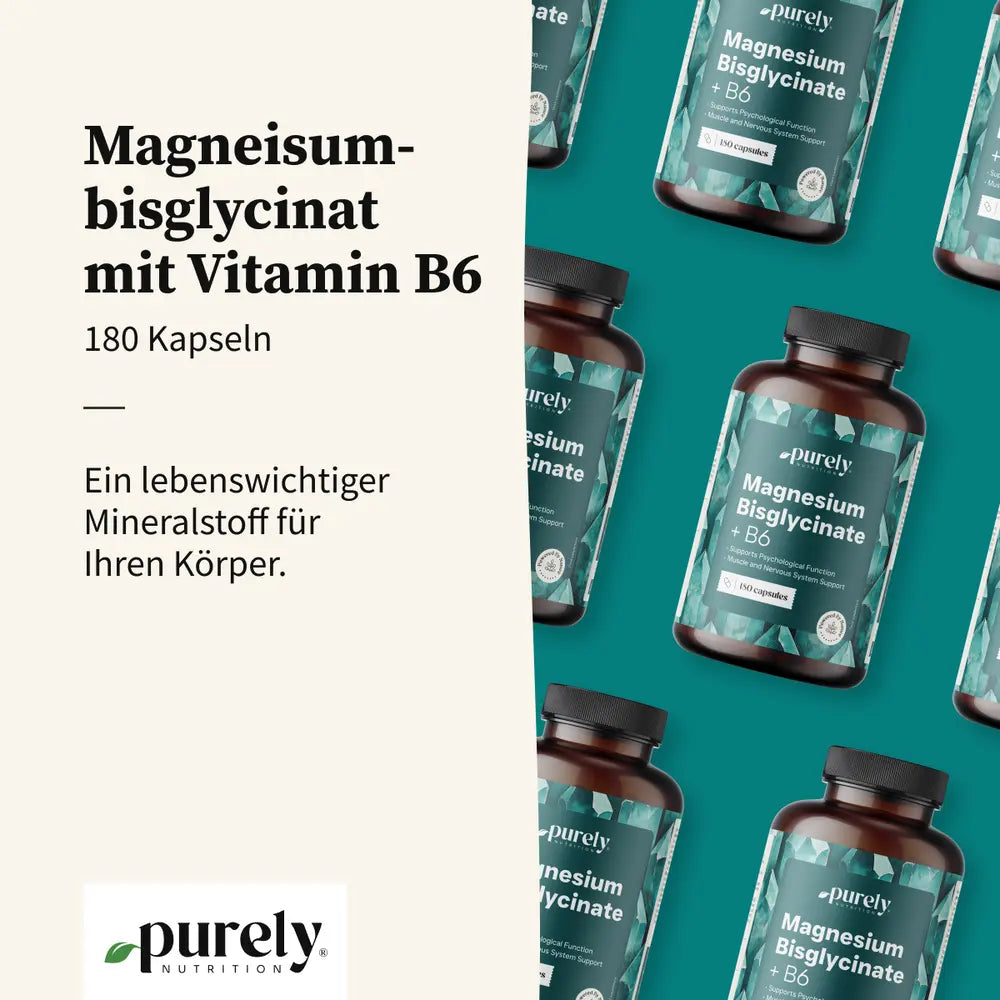 Purely | Magnesiumbisglycinat mit Vitamin B6 - 180 Kapseln