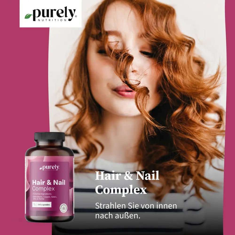 Purely | Hair & Nail Complex mit Vitamine und Mineralstoffe für Haare und Nägel - 180 Kapseln