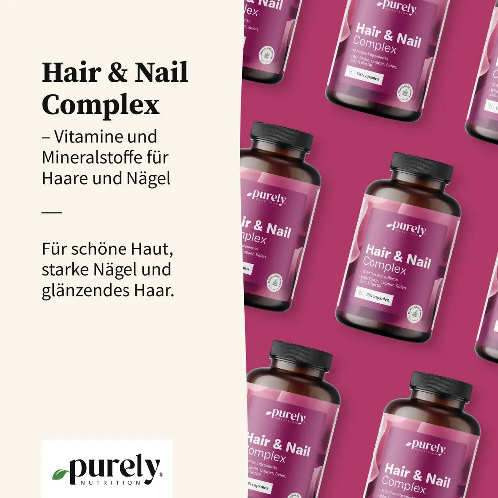 Purely | Hair & Nail Complex mit Vitamine und Mineralstoffe für Haare und Nägel - 180 Kapseln