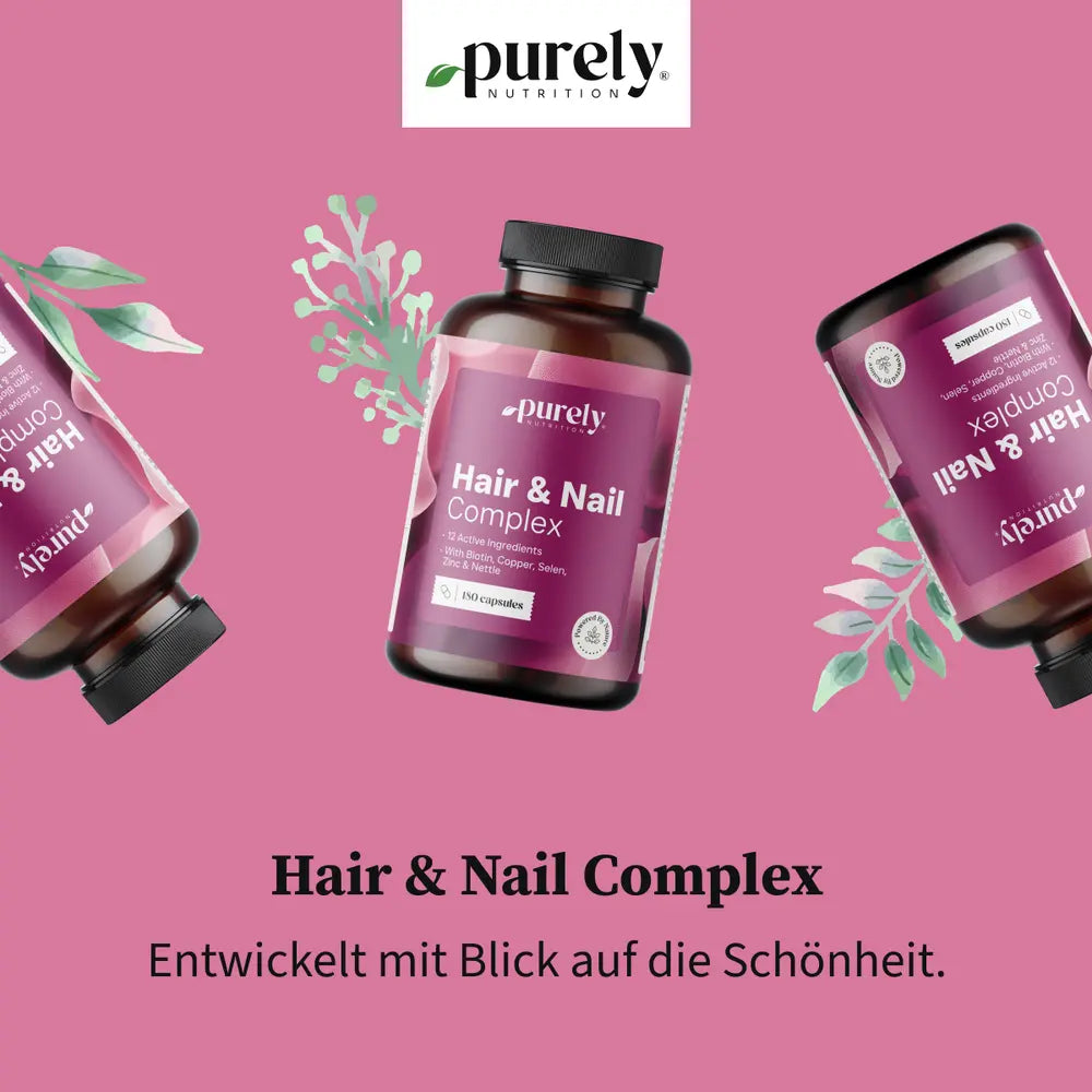 Purely | Hair & Nail Complex mit Vitamine und Mineralstoffe für Haare und Nägel - 180 Kapseln