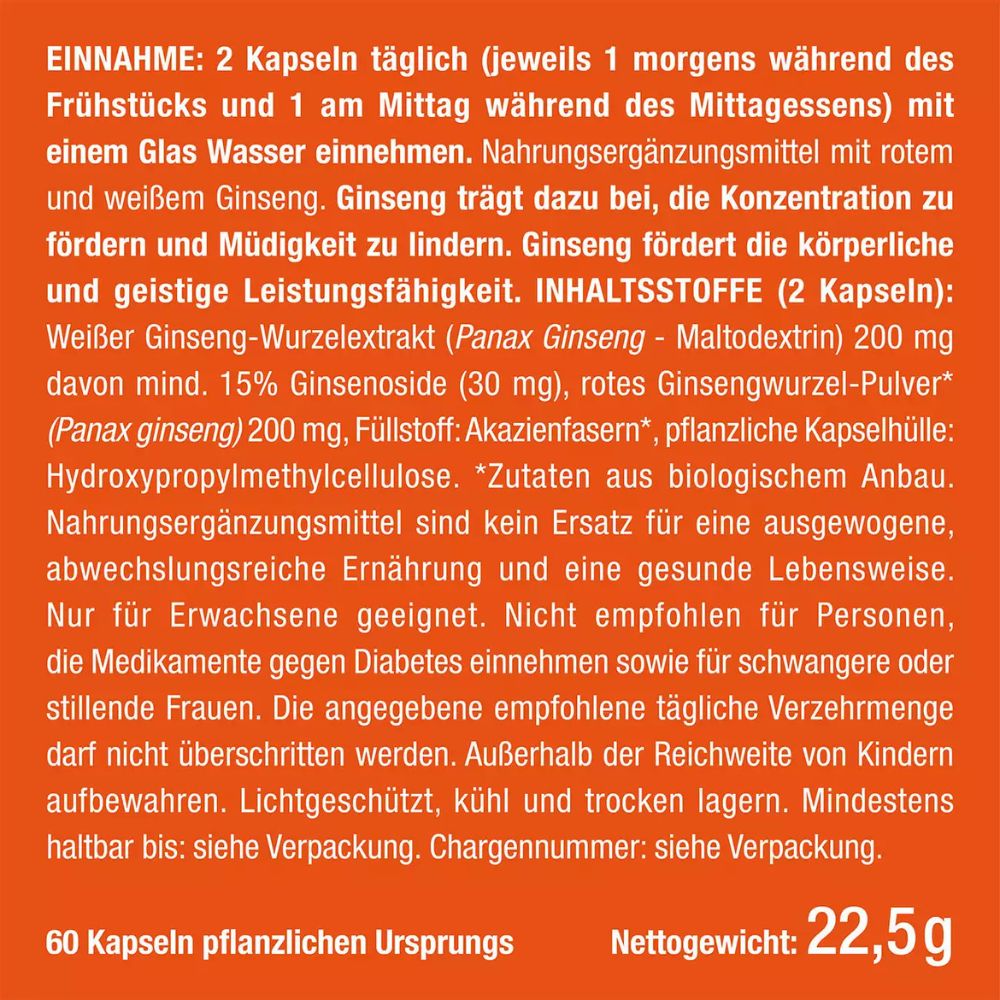 Nutrimea | Panax Ginseng– 60 Kapseln