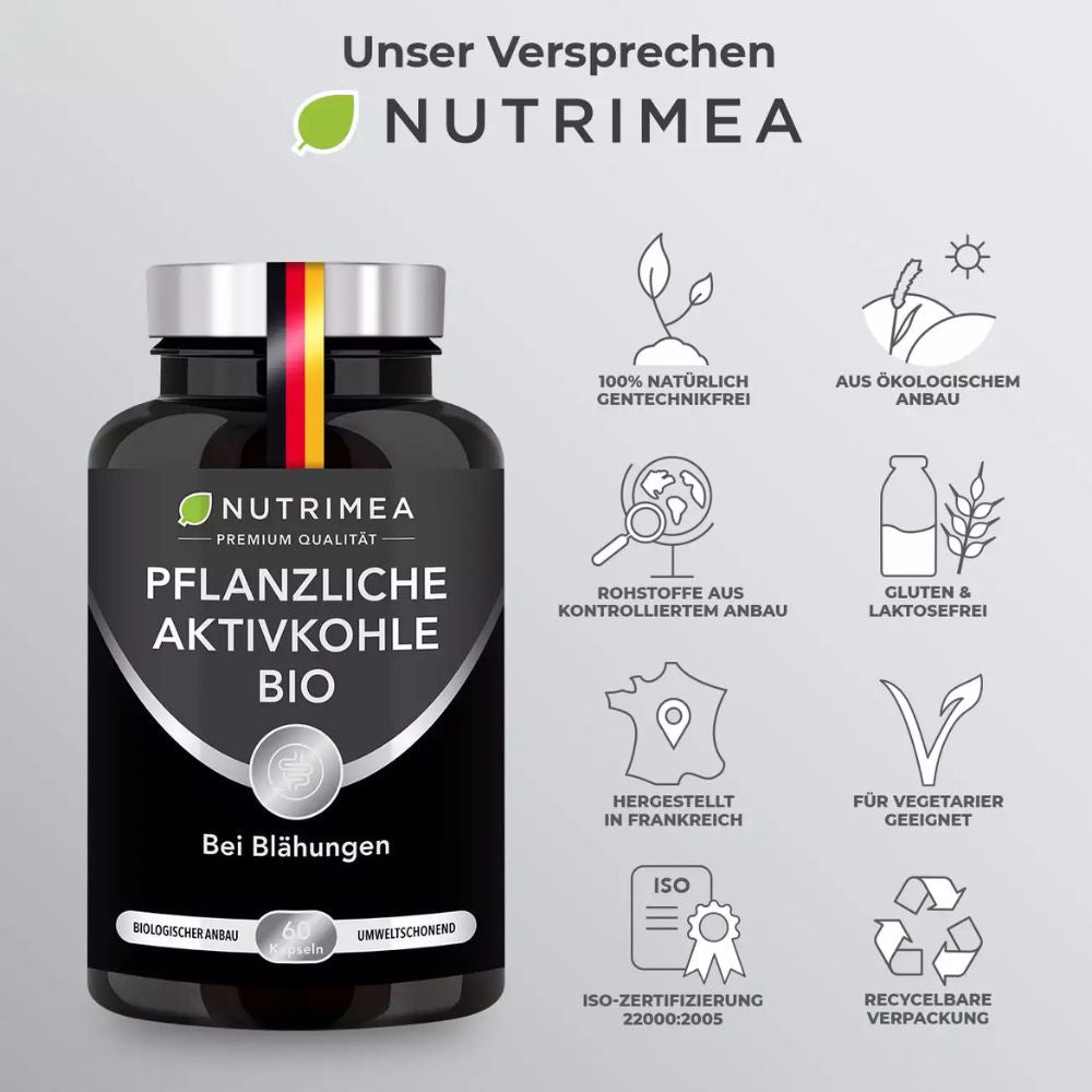 Nutrimea | Pflanzliche Aktivkohle BIO DETOX PURECOAL® - 60 Kapseln