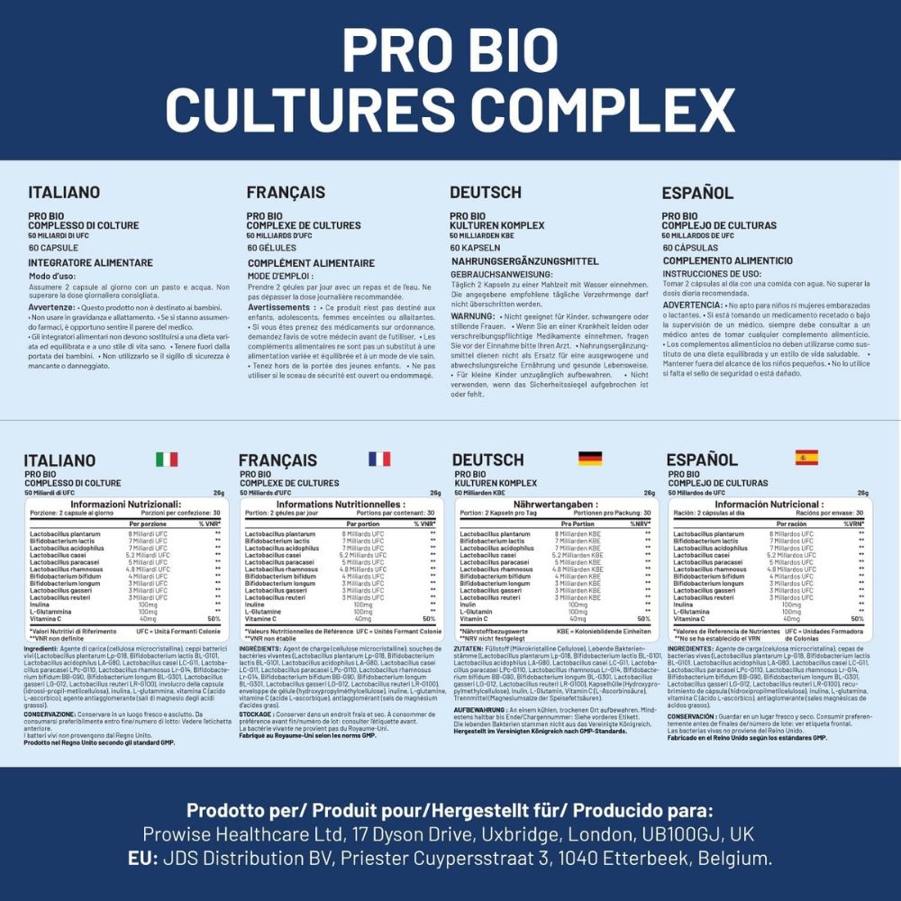 Prowise Healthcare | Pro Bio Cultures Complex 50 Milliarden KBE - 60 Kapseln