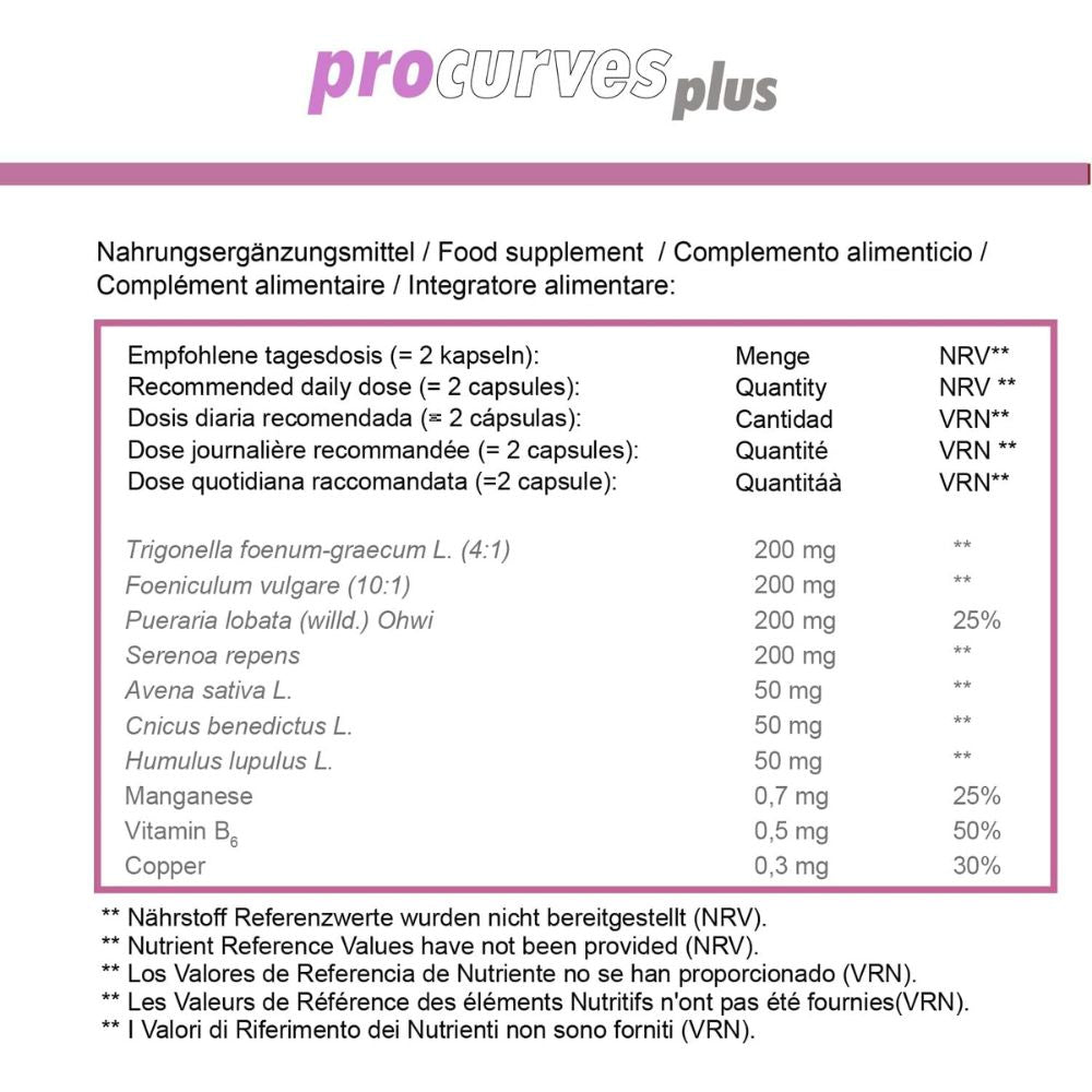 500Cosmetics | Procurves Plus Pills zur natürlichen Vergrößerung- 60 Kapseln