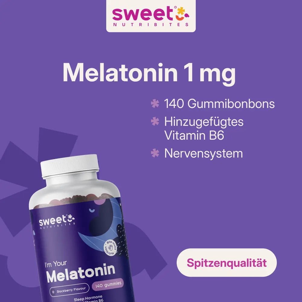 Sweet Nutribites | Melatonin 1 mg – Gummibonbons mit dem natürlichen Hormon - 140 Gummibonbons
