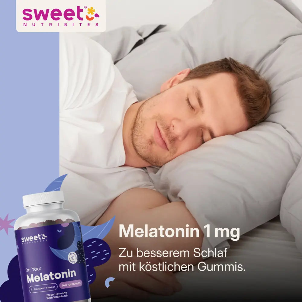 Sweet Nutribites | Melatonin 1 mg – Gummibonbons mit dem natürlichen Hormon - 140 Gummibonbons