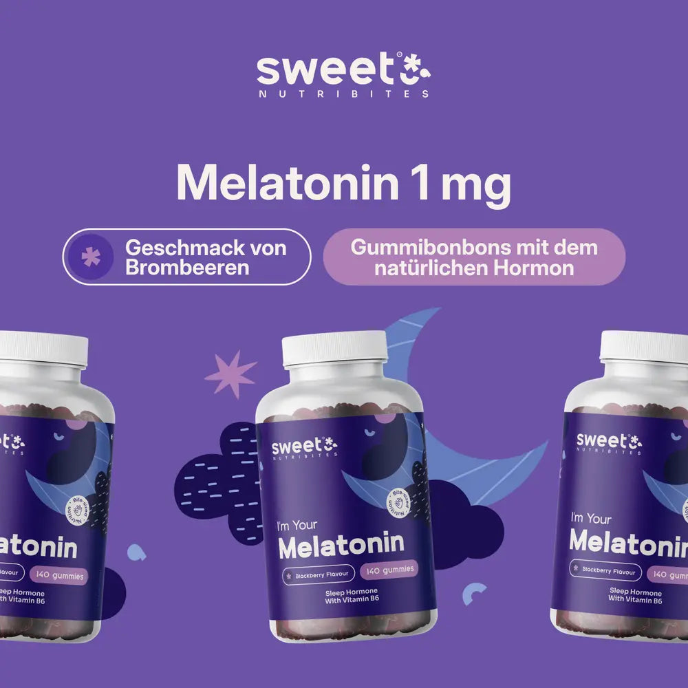 Sweet Nutribites | Melatonin 1 mg – Gummibonbons mit dem natürlichen Hormon - 140 Gummibonbons