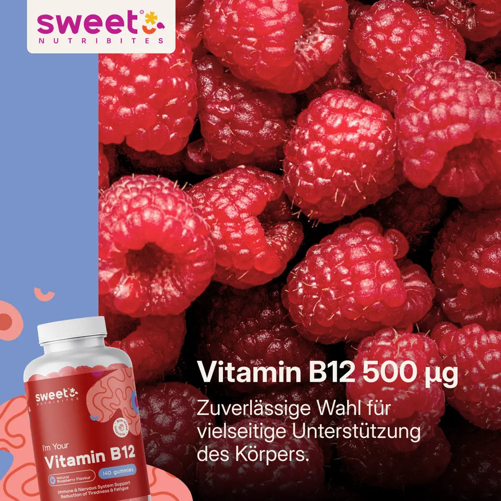 Sweet Nutribites | Vitamin B12 500 µg gegen Müdigkeit und Ermüdung - 140 Gummibonbons