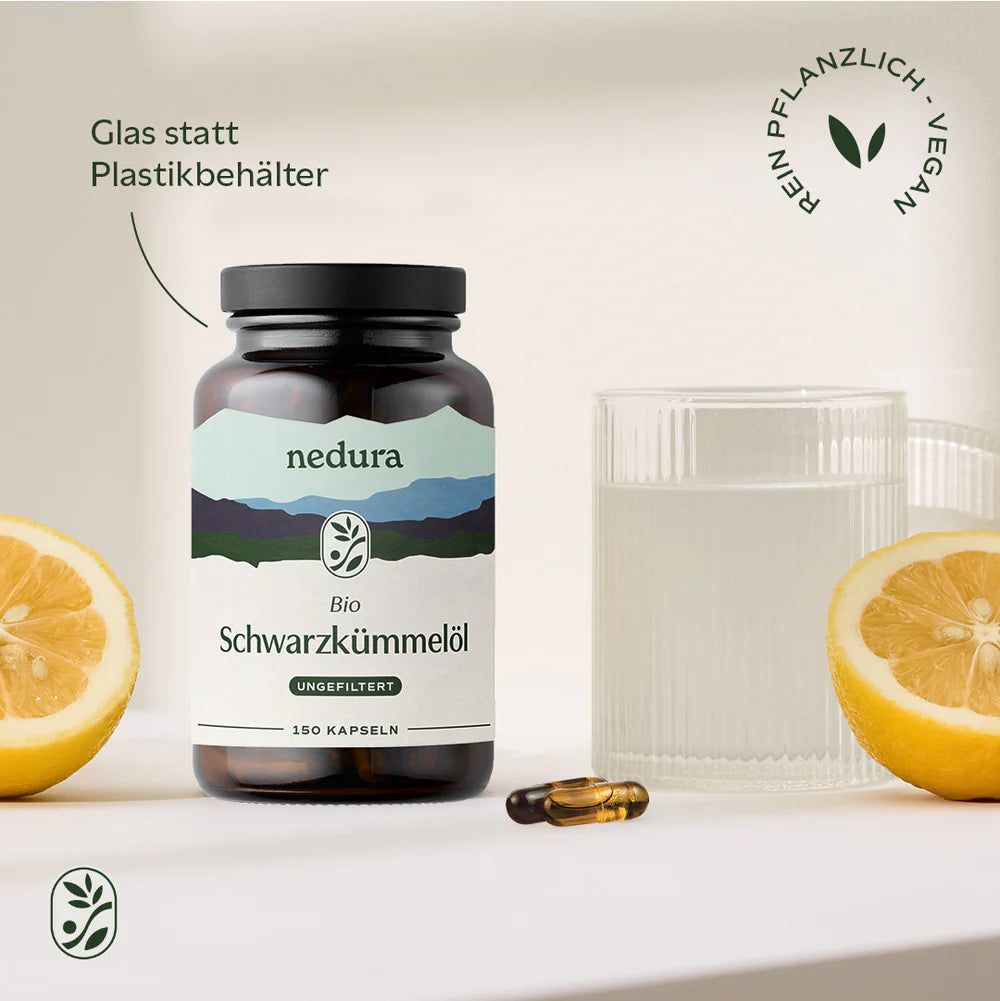 Nedura BIO Schwarzkümmelöl Kapseln (ungefiltert) – 150 Stück