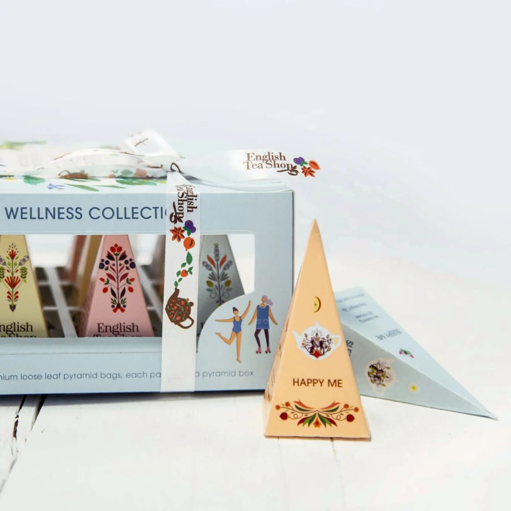 English Tea Shop | Teegeschenk mit Schleife "Wellness Tee Kollektion" - 12 Pyramiden-Beutel