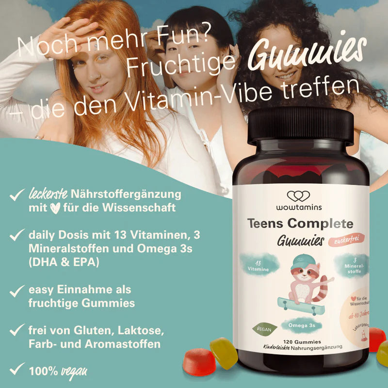 WOWTAMINS I Teens Complete Gummies - ZUCKERFREI - 120 Gummies