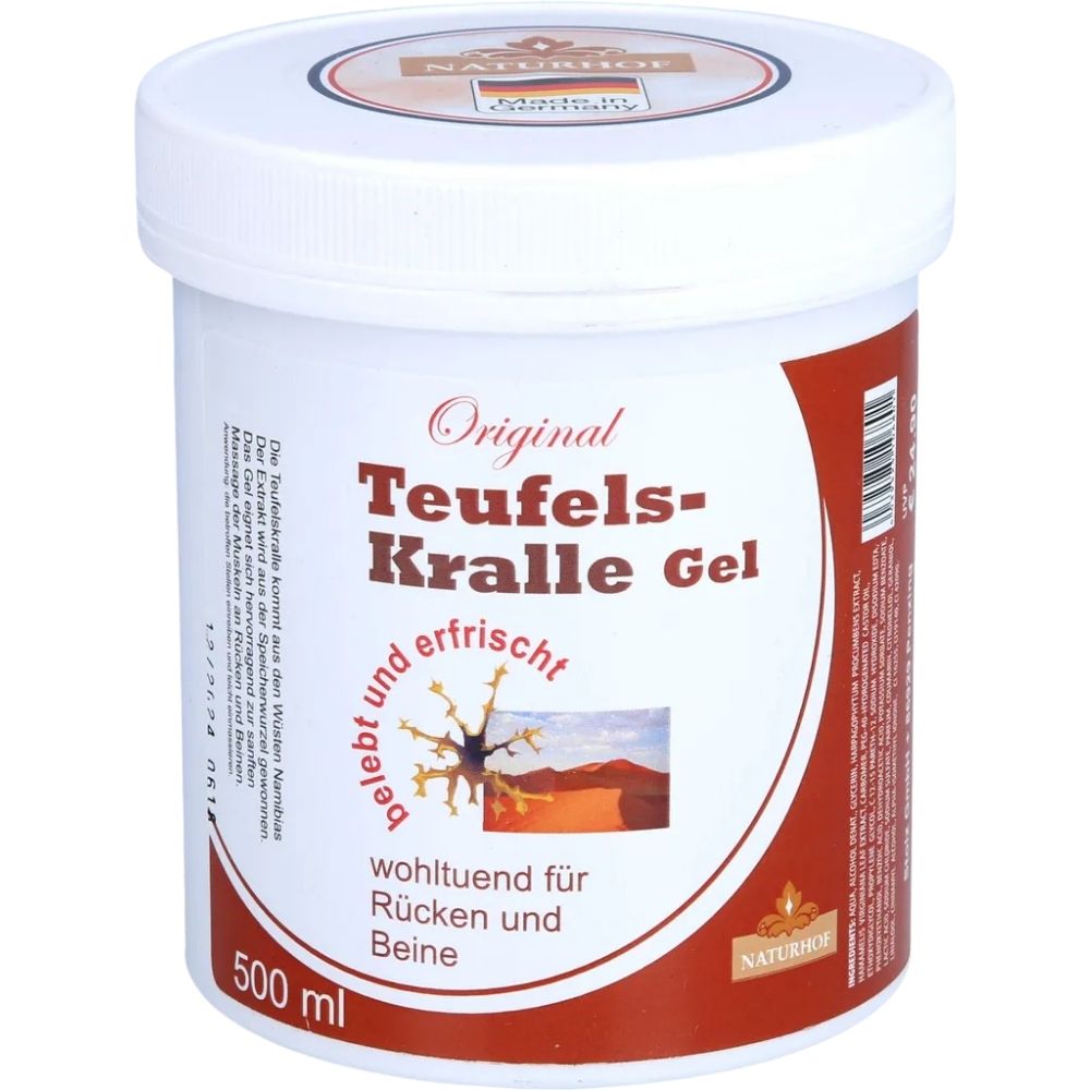 Naturhof | Teufelskralle Gel - Kühlendes Massagegel für Muskeln, Rücken und Beine - 500ml
