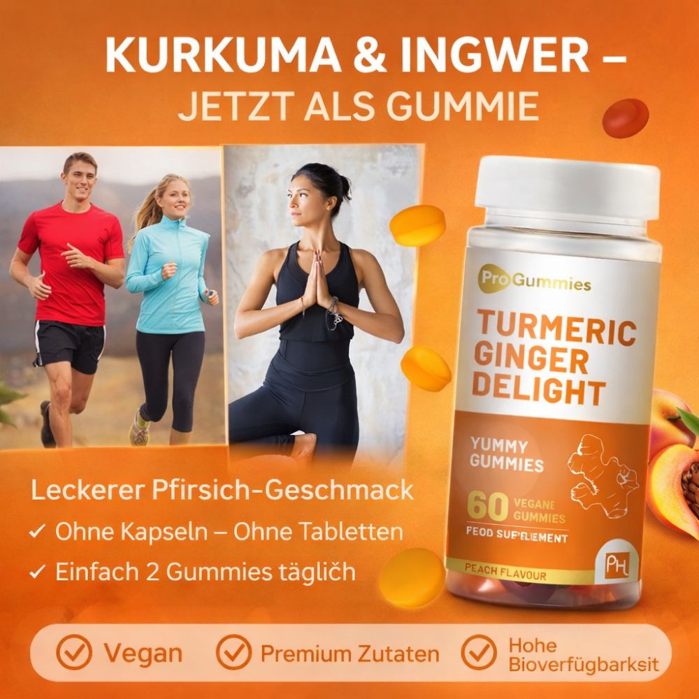 Prowise Healthcare | Turmeric Ginger Delight mit Pfirsichgeschmack – 60 vegane Gummies