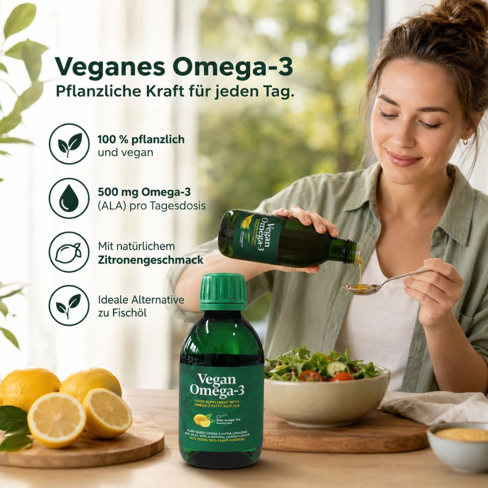 Jonelia | Vegan Omega-3 Öl mit natürlichem Zitronengeschmack – 250 ml