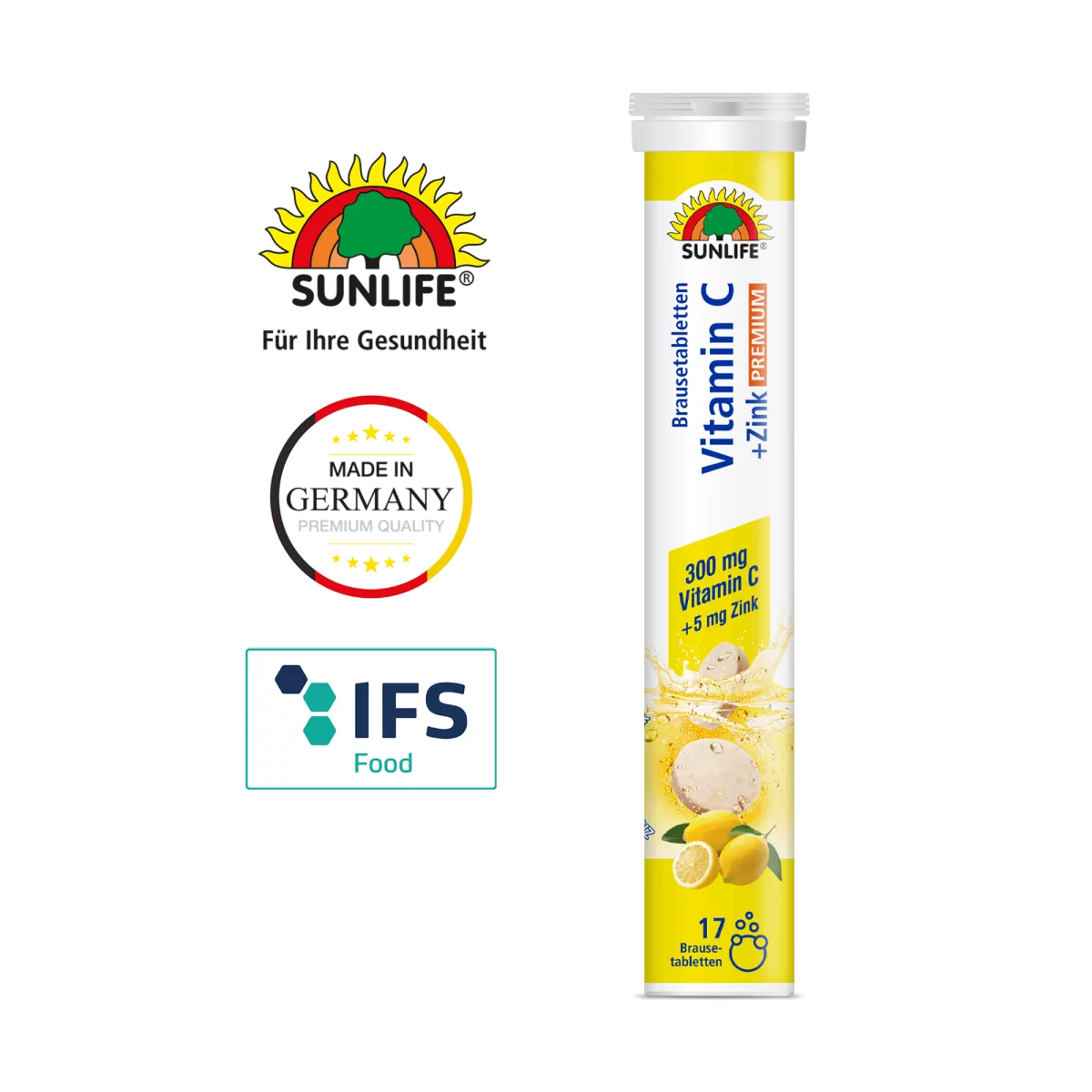 Sunlife | Premium hochdosierte Vitamin C + Zink Brausetabletten