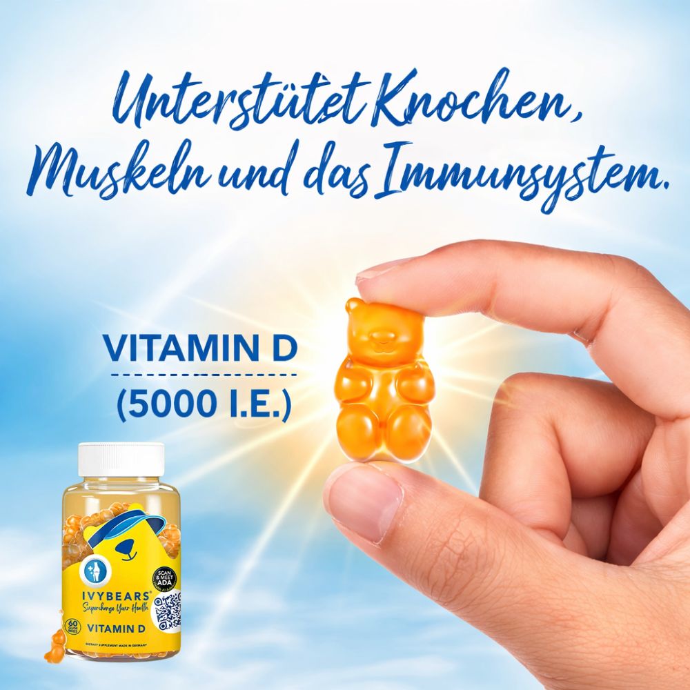 IvyBears | Vitamin D unterstützt Knochen und Immunsystem - 60 Gummibärchen