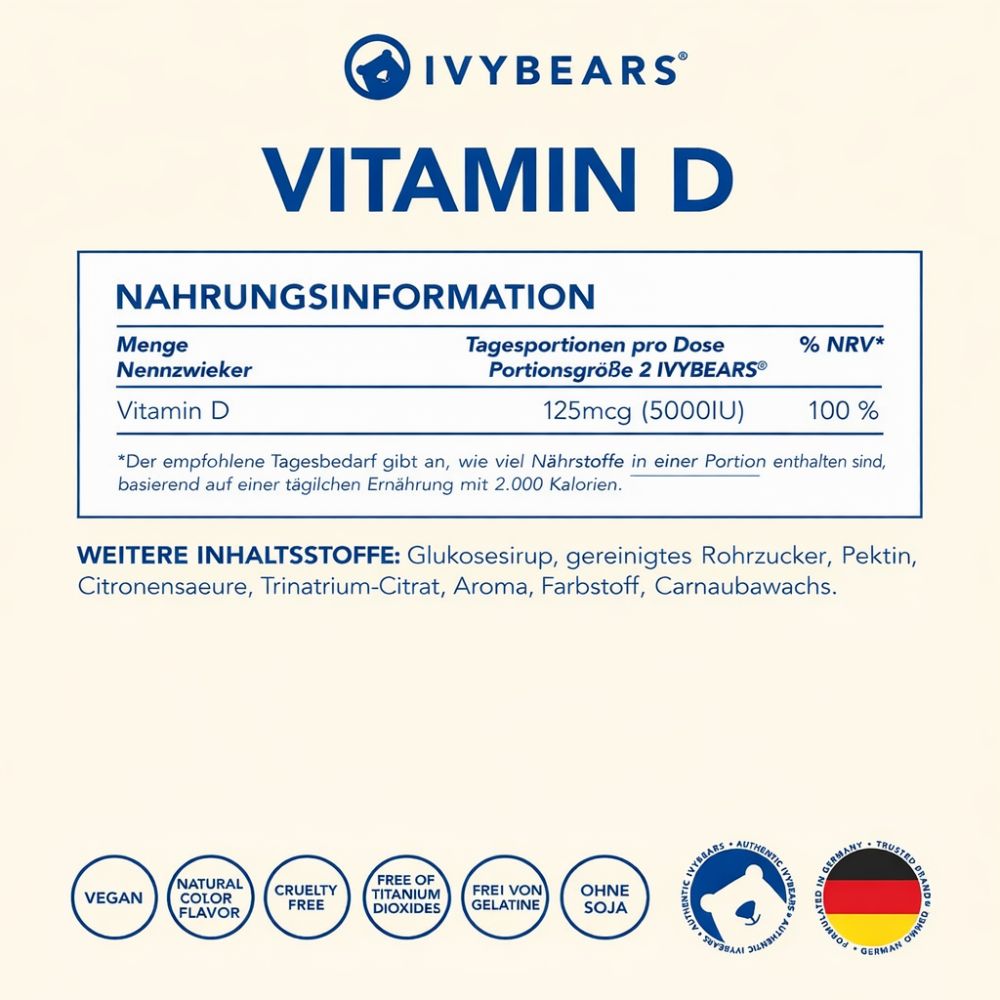 IvyBears | Vitamin D unterstützt Knochen und Immunsystem - 60 Gummibärchen