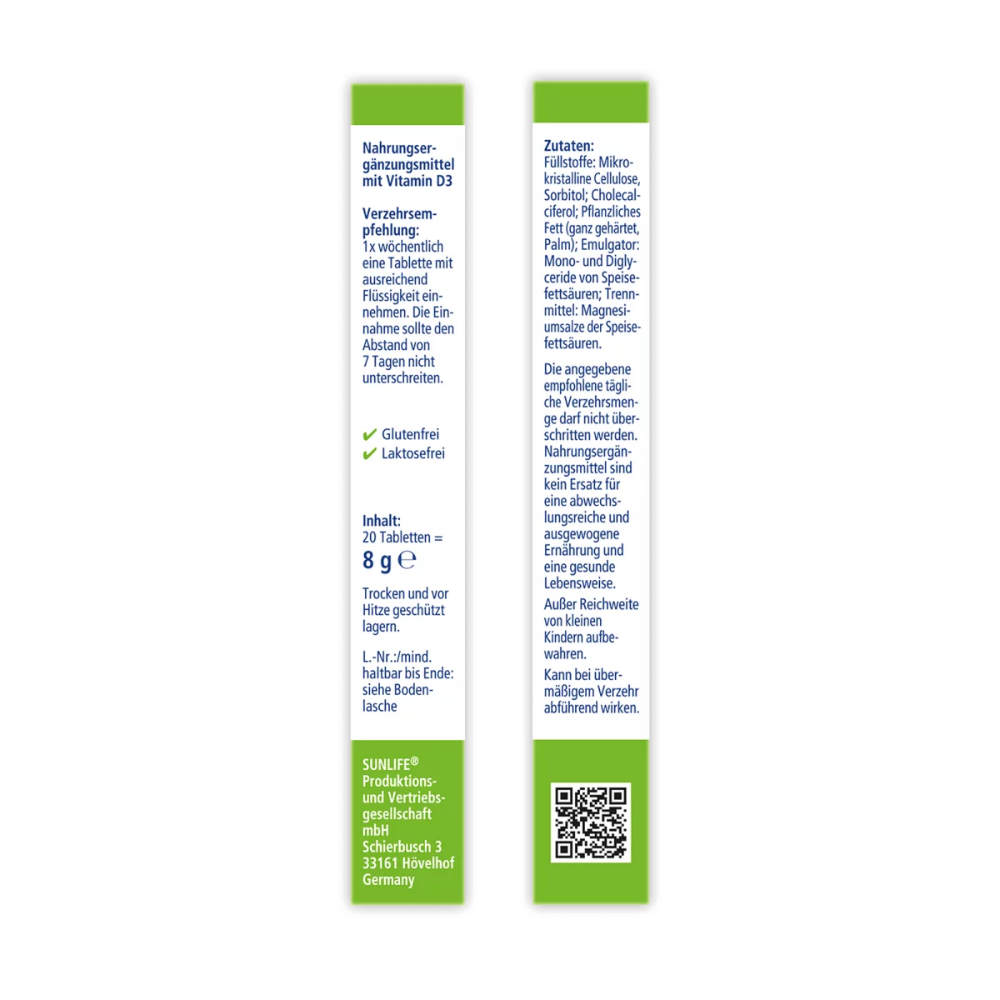 Sunlife | Vitamin D3 Wochendepot - 20 Tabletten