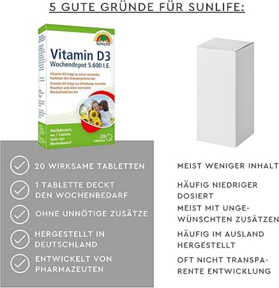 Sunlife | Vitamin D3 Wochendepot - 20 Tabletten