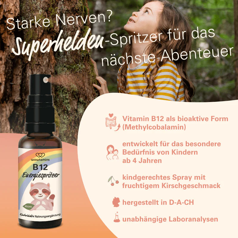 WOWTAMINS I Vitamin B12 Spray Energiespritzer für Kinder