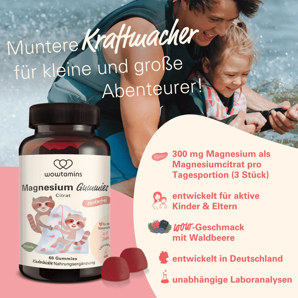 WOWTAMINS I Magnesium Gummies für Muskelfunktion & Energie - zuckerfrei