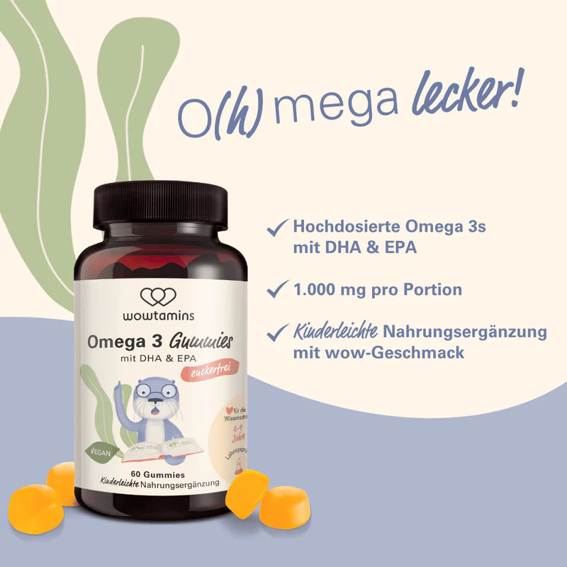 WOWTAMINS I Omega 3 Gummies für Kinder - Zuckerfrei