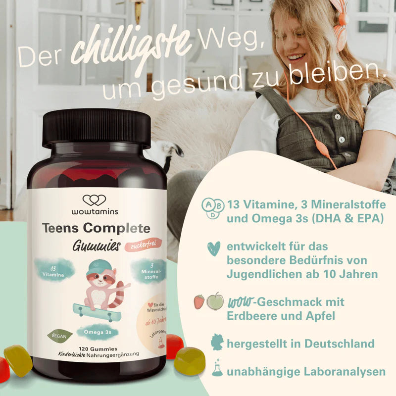 WOWTAMINS I Teens Complete Gummies - ZUCKERFREI - 120 Gummies