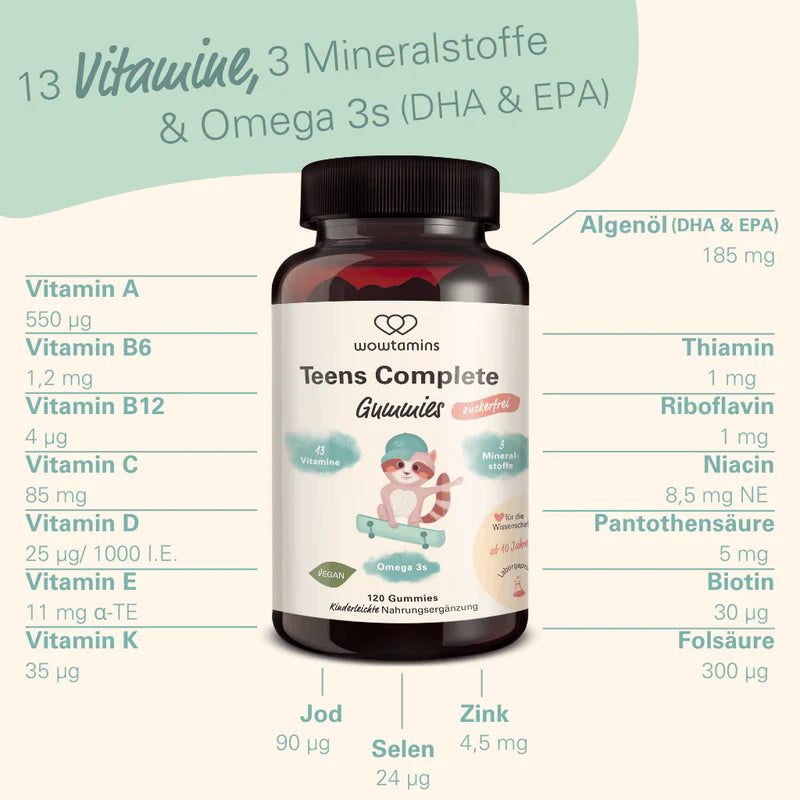 WOWTAMINS I Teens Complete Gummies - ZUCKERFREI - 120 Gummies