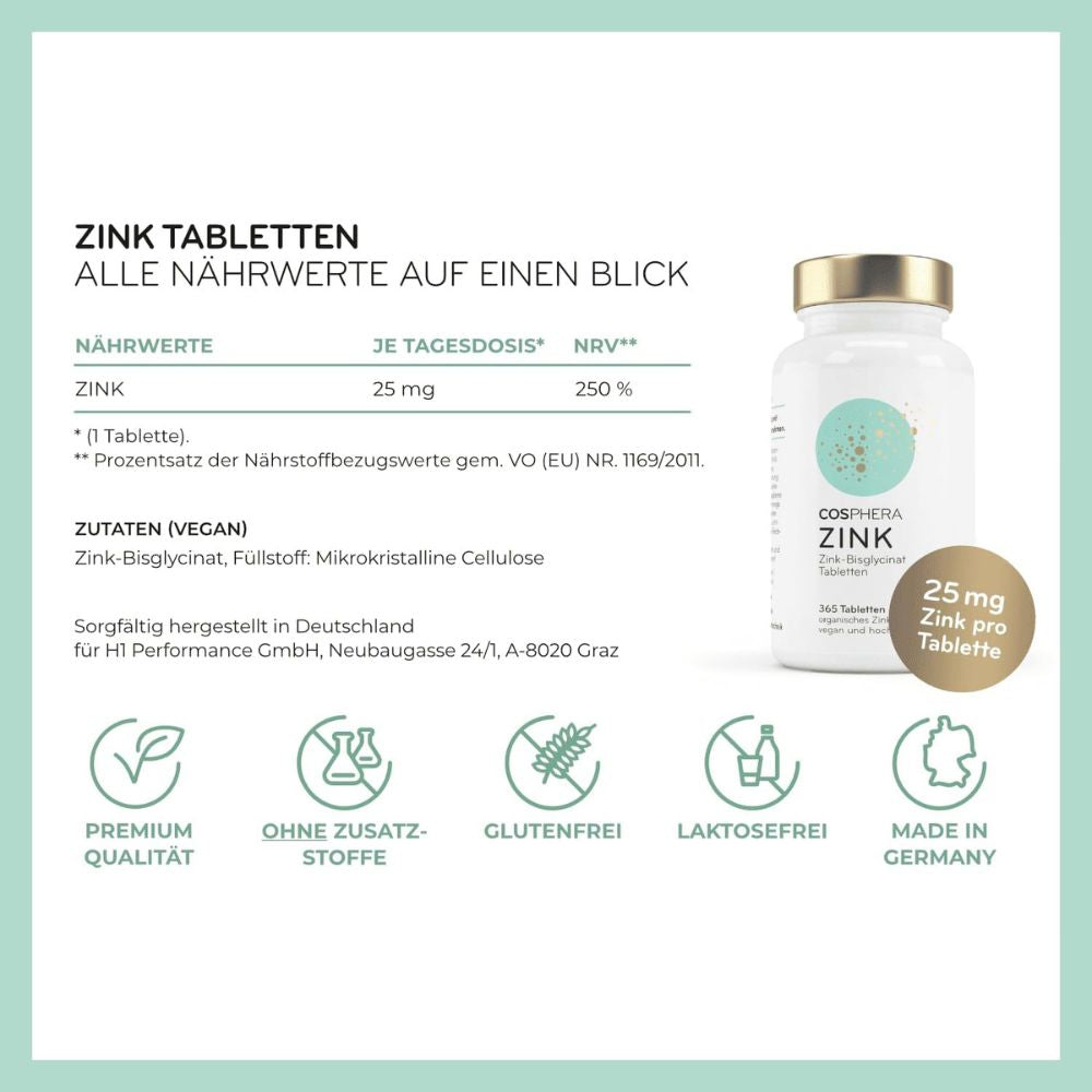 Cosphera | Zink Tabletten - 365 Stück