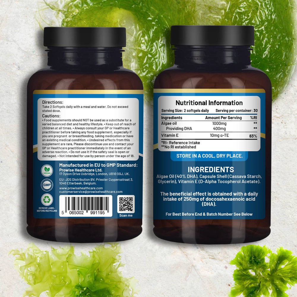 Prowise Healthcare | Vegan Omega-3 DHA aus Algenöl - 60 Weichkapseln