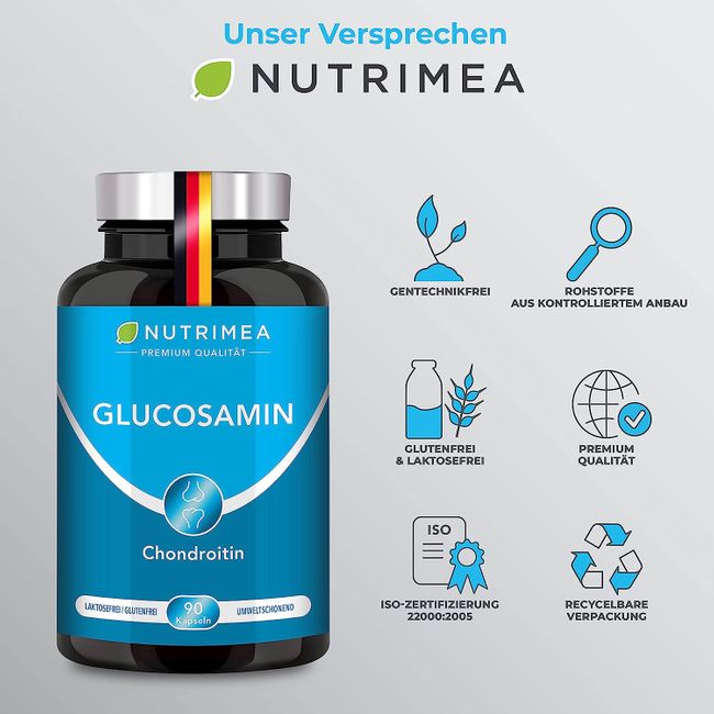 Nutrimea Glucosamin & Chondroitin Hochdosiert + MSM + MANGAN - 90 Kapseln
