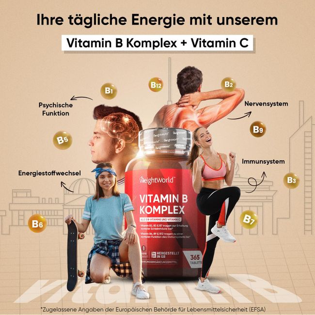 WeightWorld | Vitamin B Komplex - Mit Vitamin C - 365 Tabletten