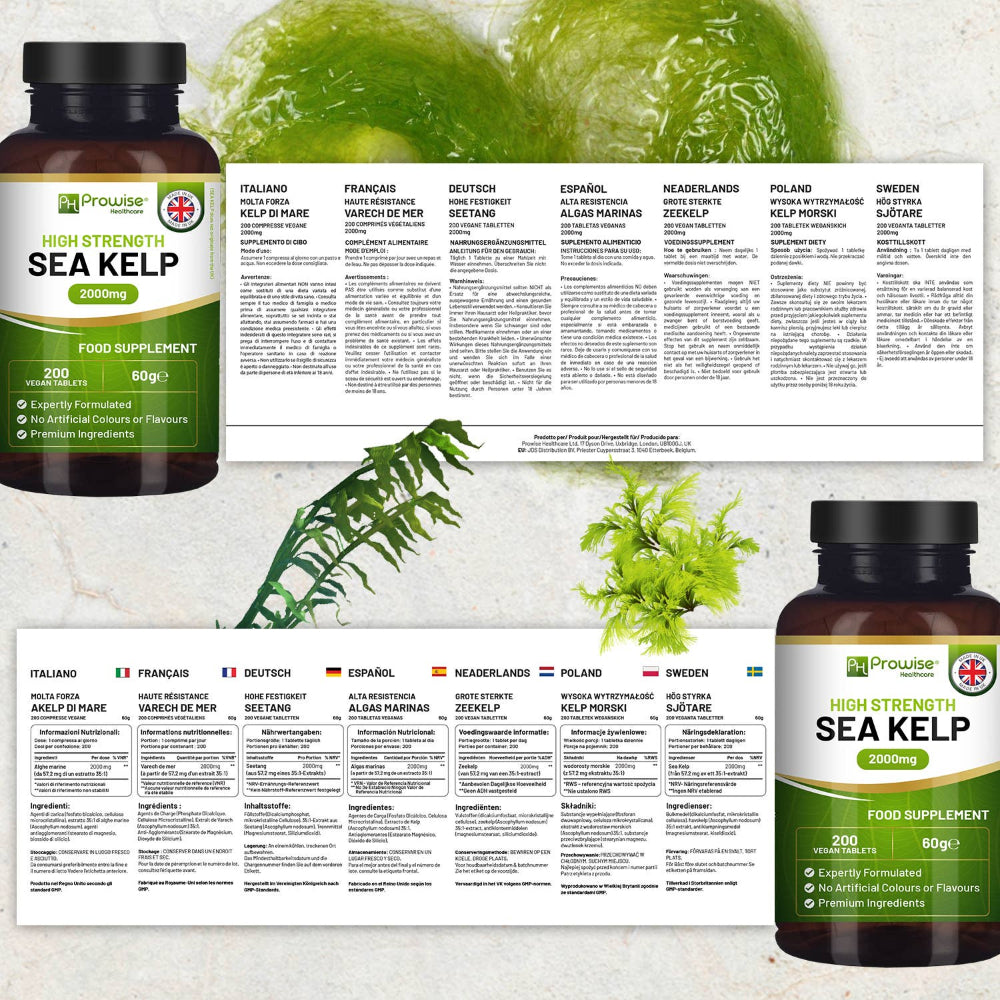 Prowise Healthcare | Meeresalgen 2000 mg - Natürliche Jodquelle - 200 vegane Tabletten