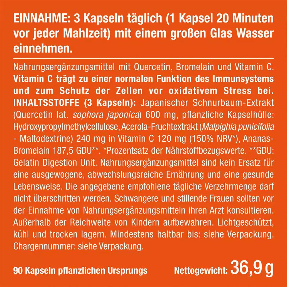 Nutrimea | Quercetin Bromelain Komplex - 90 Kapseln
