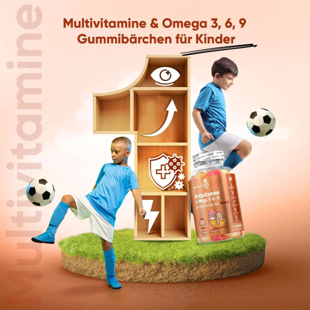 maxmedix | Omega 3, 6, 9 + Multivitamin Gummies für Kinder - 120 Stück
