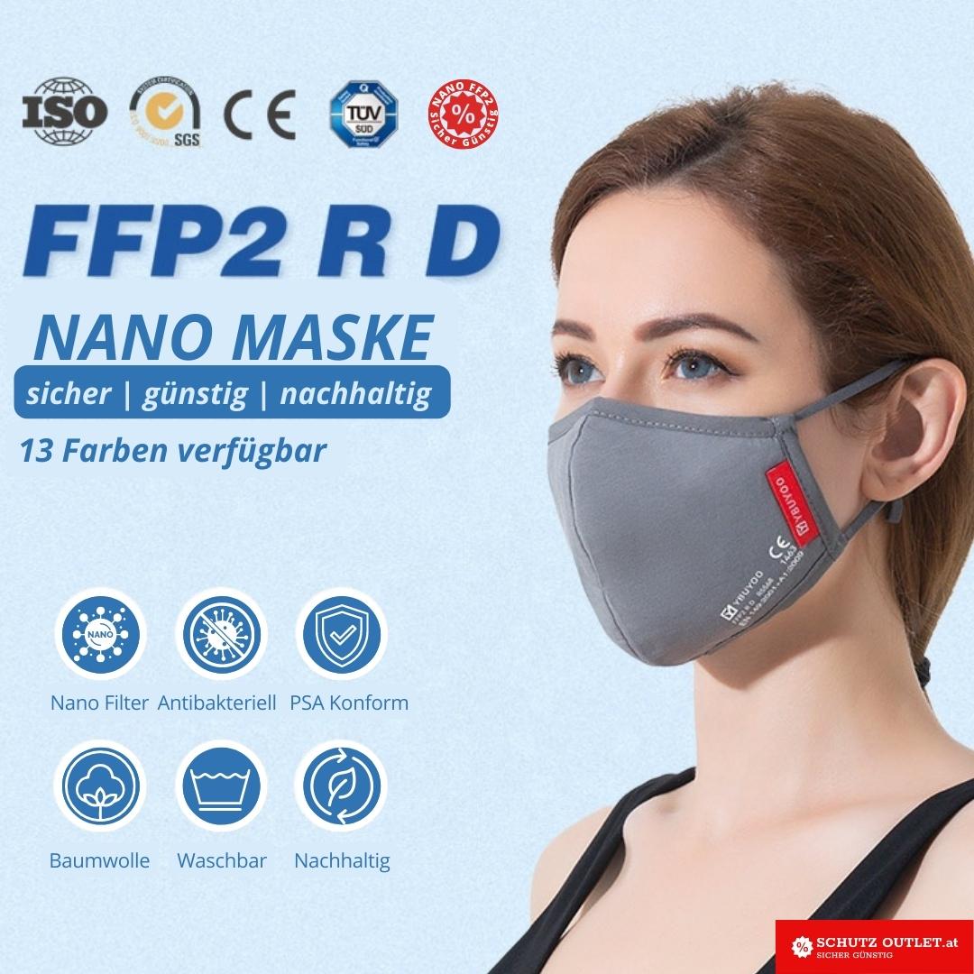 Nano FFP2 I Waschbar I Grau I 100% Baumwolle I NEU
